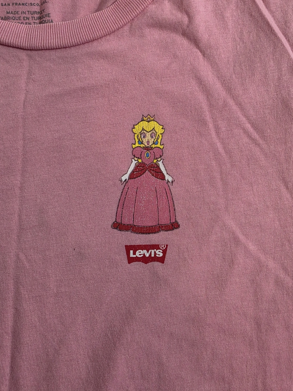 Levi's x Super Mario Princess Peach XS Pink Graphic T-Shirt Y2K Barbie Coquette